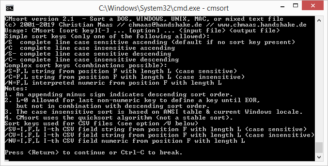 Screenshot of CMSort 2.1